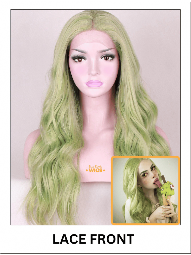 April Light Green Long Synthetic Lace Front Wig main image 1