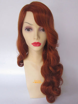 1940s Wig Copper Red Finger Waves Long