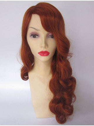 1940s Wig Copper Red Finger Waves Long