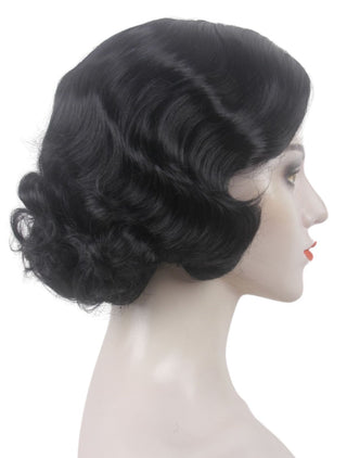 20s Flapper Wig Black Short Finger Waves