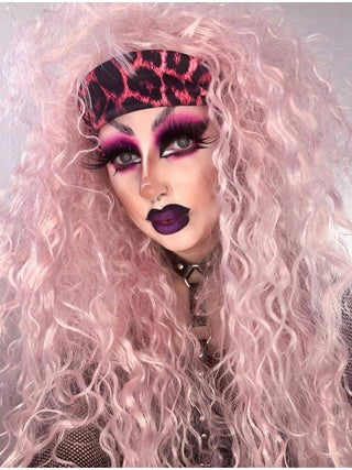 80s Wig Pink Crimped