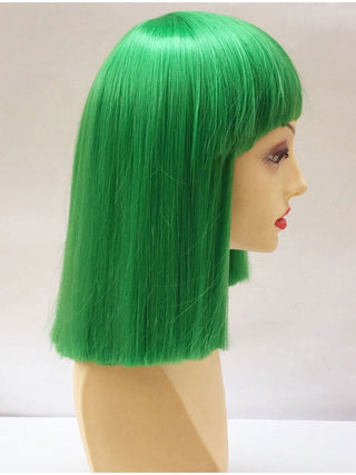 Straight Green Bob Wig With Bangs