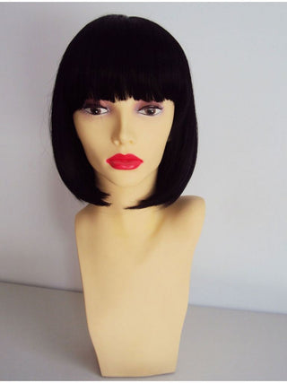 Black Bob Wig With Blunt Fringe