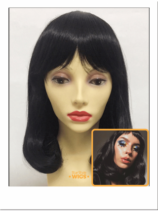 Black Lob Bob Wig With Bangs