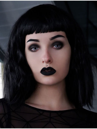 Black Wavy Bob Wig With Bangs