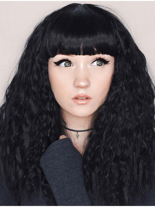 Black Wavy Wig Crimped