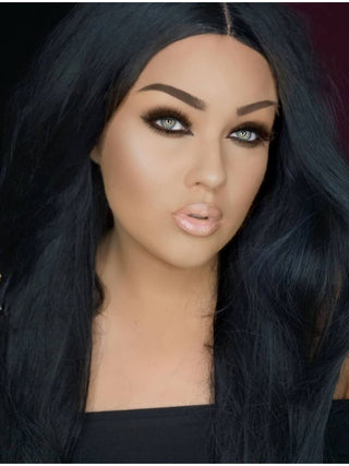 Black Wig Long Straight Middle Part