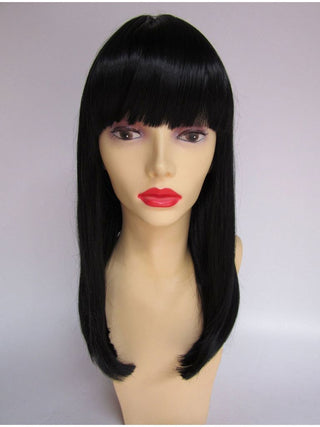 Black Wig Medium Length With Bangs