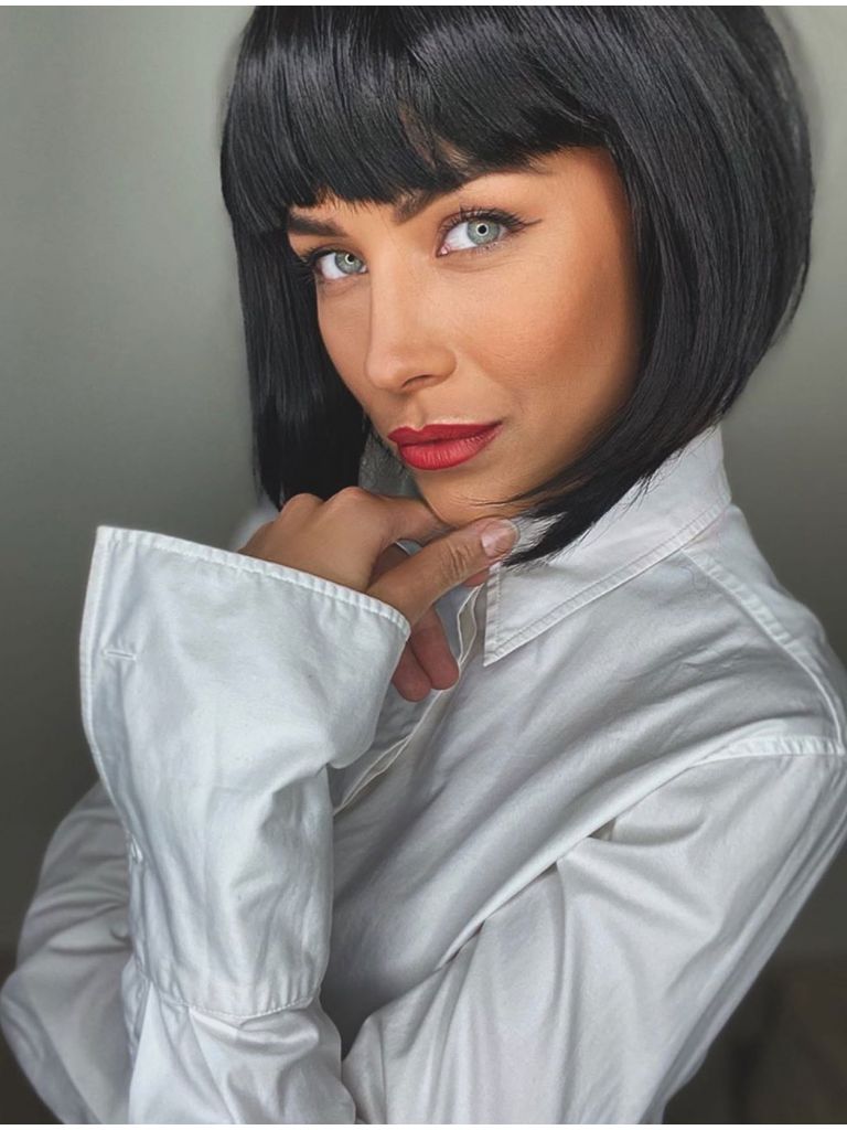 Black Bob Wig With Fringe Star Style Wigs UK