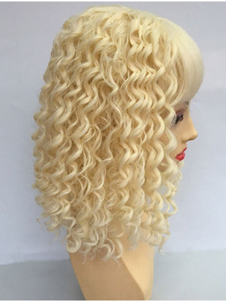 Blonde Wig Kinky Curly With Bangs