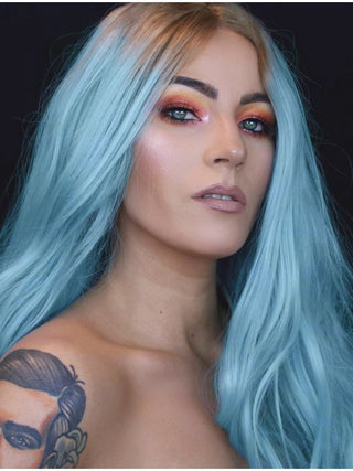 Blue Wig Long Wavy Lace Front