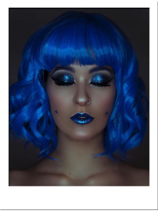 Blue Wig Short Wavy