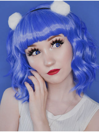 Blue Wig Wavy Bob