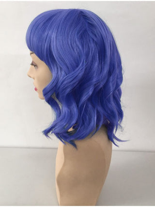 Blue Wig Wavy With Bangs