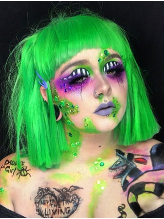 Bright Green Wig Short Bob