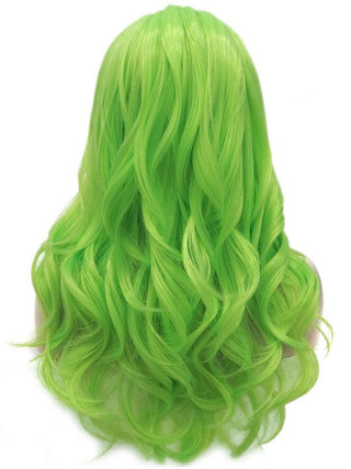 Bright Neon Green Wig Lace Front Long Wavy