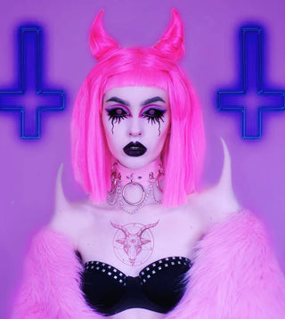 Bright Pink Devil Halloween Wig