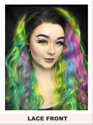 Bright Rainbow Lace Front Wig UK