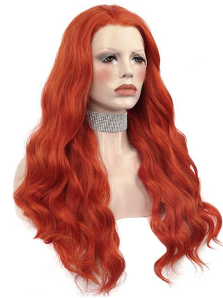 Bright Red Wig Lace Front Wavy