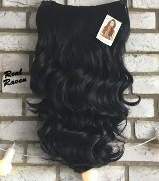 Clip In Half Wig Wavy Hairpiece Extension Black