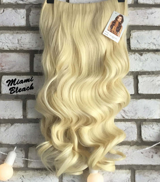 Clip In Half Wig Wavy Hairpiece Extension Bleach Blonde