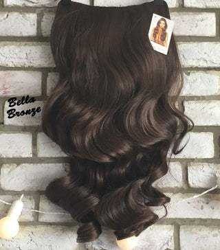 Clip In Half Wig Wavy Hairpiece Extension Brown