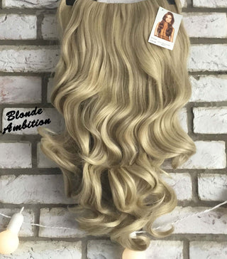 Clip In Half Wig Wavy Hairpiece Extension Natural Blonde