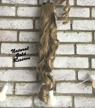 Clip In Ponytail Curly Hairpiece Golden Blonde