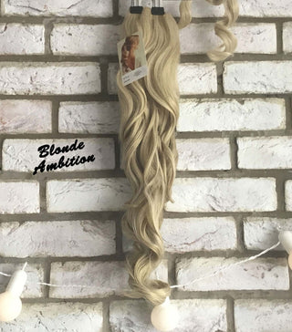 Clip In  Ponytail Curly Hairpiece Natural Blonde