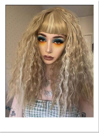 Crimped Hair Wig Blonde