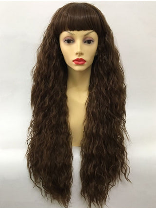 Crimped Wig Curly Brown