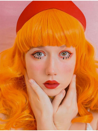 Curly Orange Wig With Bangs