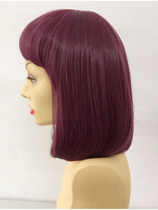 Dark Purple Wig Short Bob With Fringe