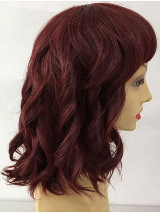 Dark Red Wig Wavy Bob