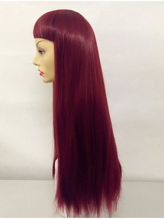 Dark Red Wig Straight With Bangs