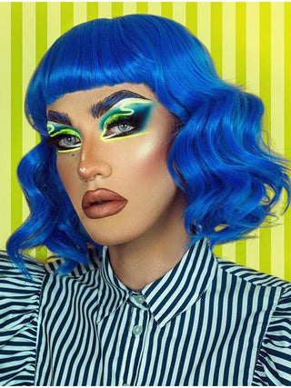 Drag Wigs Blue Short Wavy