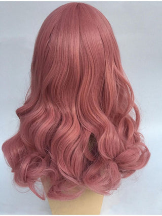 Long Dusky Pink Curly Wig