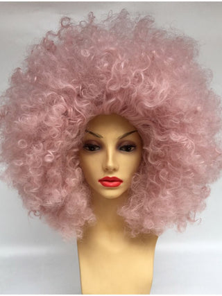 Full Afro Wig Pink Curly