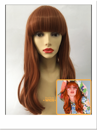 Copper Wavy Wig With bangs