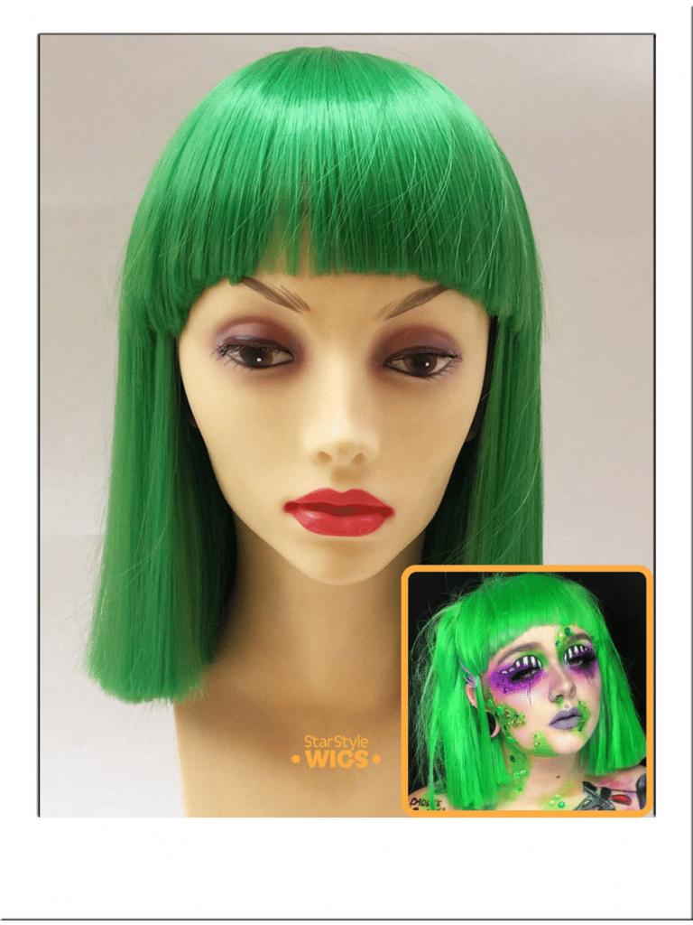 Bright Green Bob Wig With Bangs Star Style Wigs UK