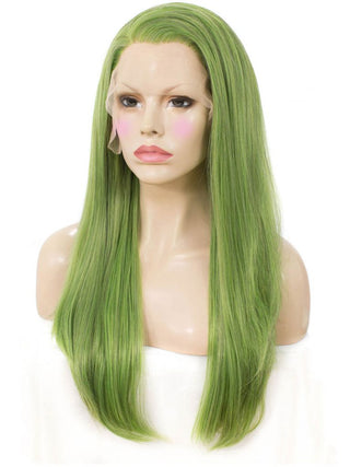 Green Wig Long Straight Lace Front