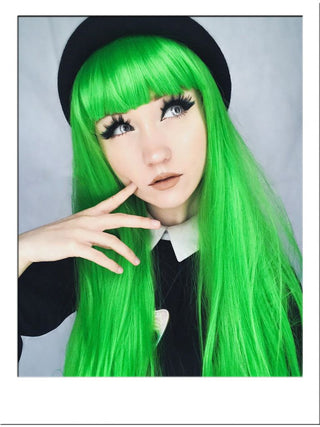 Green Wig Long With Bangs