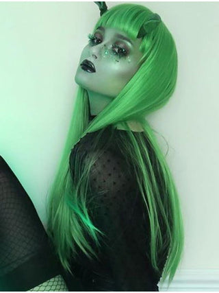 Green Wig Straight Long Goth Style