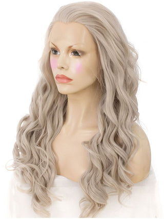 Grey Lace Front Wig Long Curly