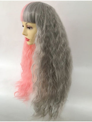 Half And Half Wig Pink Grey