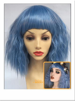 Light Blue Wavy Bob Wig