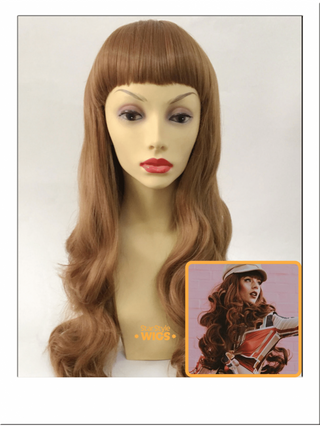 Light Brown Wavy Wig With Bangs