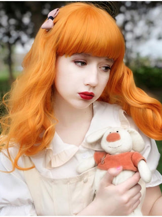 Light Orange Wig With Short Bangs