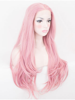 Light Pink Lace Front Wig Wavy