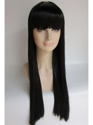 Long Black Wig Straight With Fringe